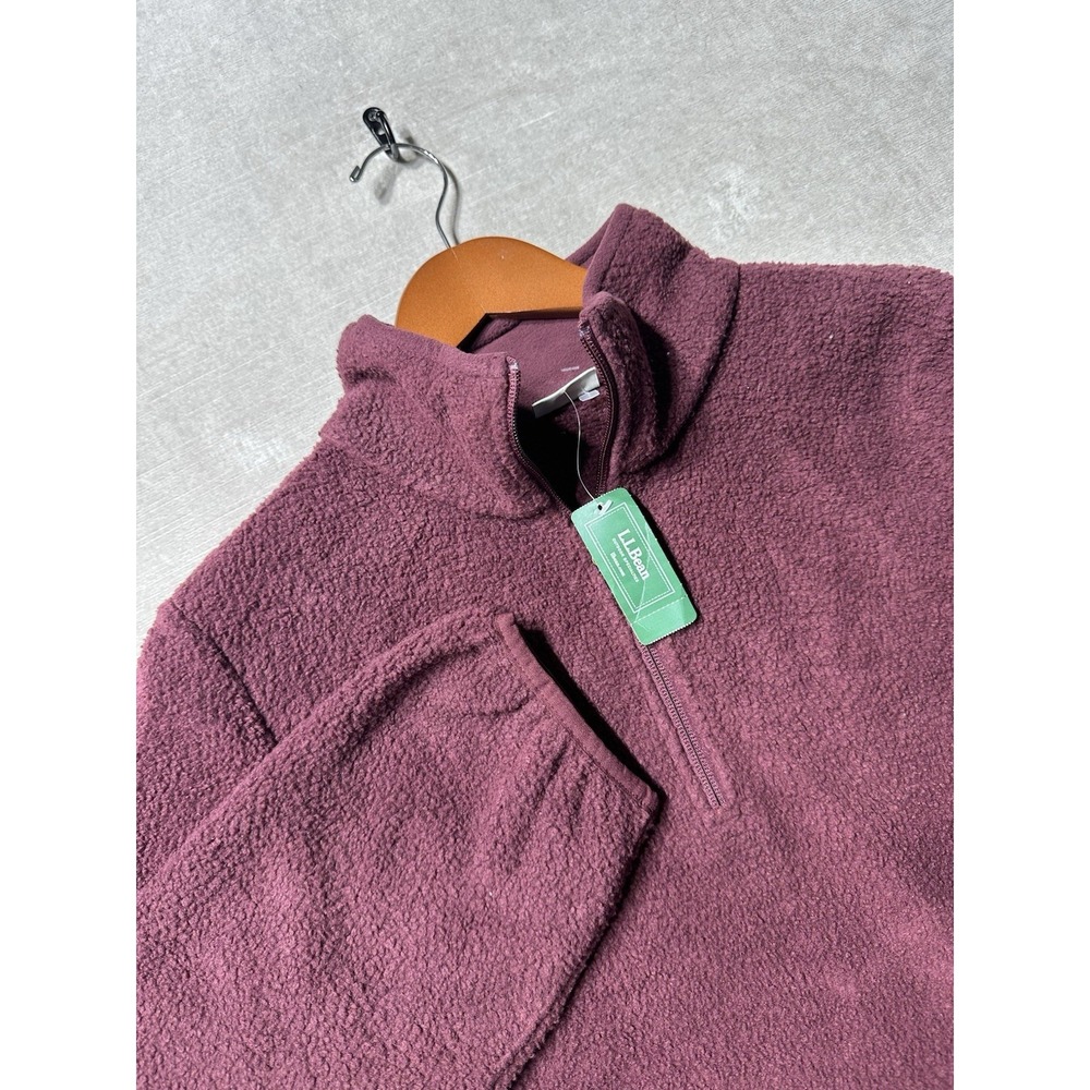 NWTS L.L. Bean 1/4 Zip Fleece Cozy Cottage Sweater Medium Maroon Deep Wine